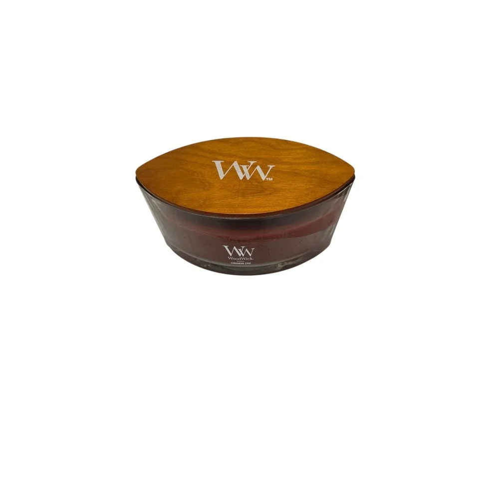 WoodWick Cinnamon Chai Hearthwick‎ Flame Ellipse Scented Candle with Wood Lid